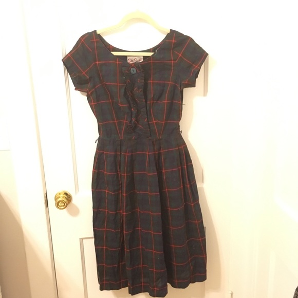 Vintage 1950s Betty Barclay Plaid Dress - Picture 3 of 5